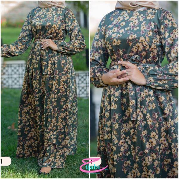 robe verte fleurs