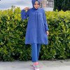 tunique bleue a doublure femme hijabistore maroc