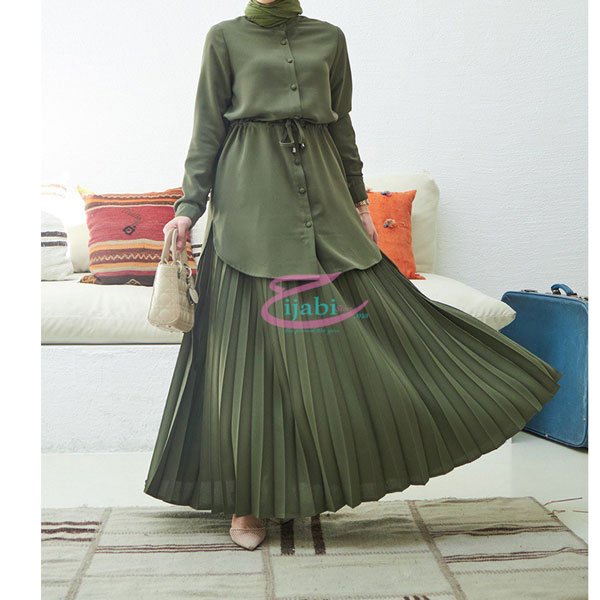 ensemble jupe vert olivier femme en ligne Maroc hijabistore