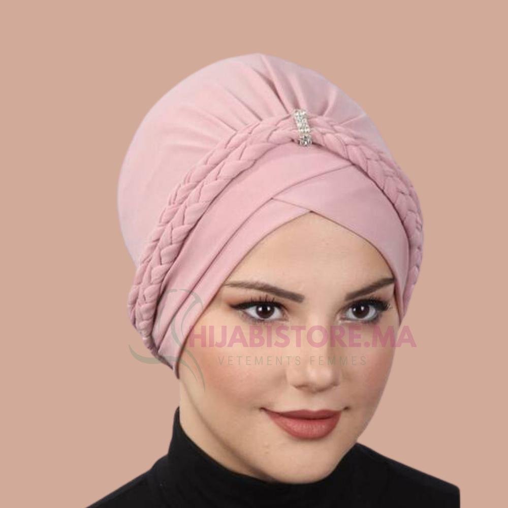 Turban rose tressé de turquie en ligne au maroc